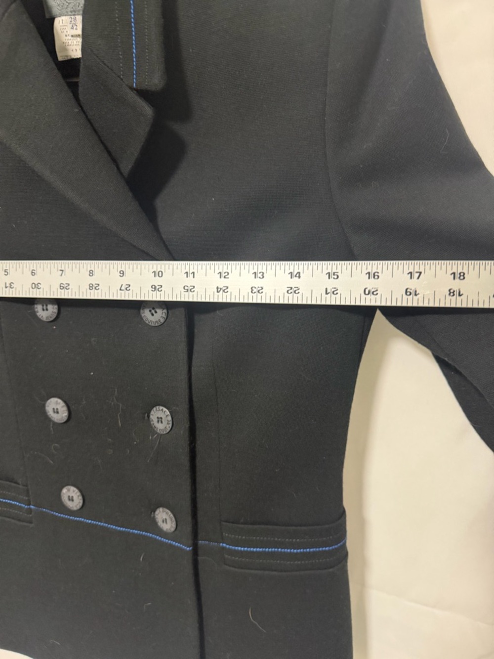 Versace Jeans Collection Black Double-Breasted Blazer with Blue Trim - Picture 3 of 6